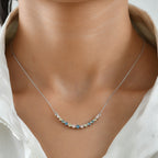 LUXURIANT DIAMOND - Lab Grown Blauer Diamant SI, Lab Grown Rosa Diamant Halskette ca. 50 cm 925 Silber Rhodiniert (10-15 Werktage Lieferzeit) ca. 1.00 ct