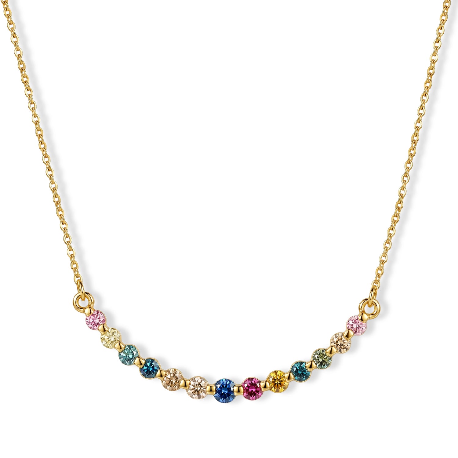 LUXURIANT DIAMOND - Lab Grown Blauer Diamant SI, Lab Grown Rosa Diamant Halskette ca. 50 cm 925 Silber 750 Gelbgold vermeil (10-15 Werktage Lieferzeit) ca. 1.00 ct