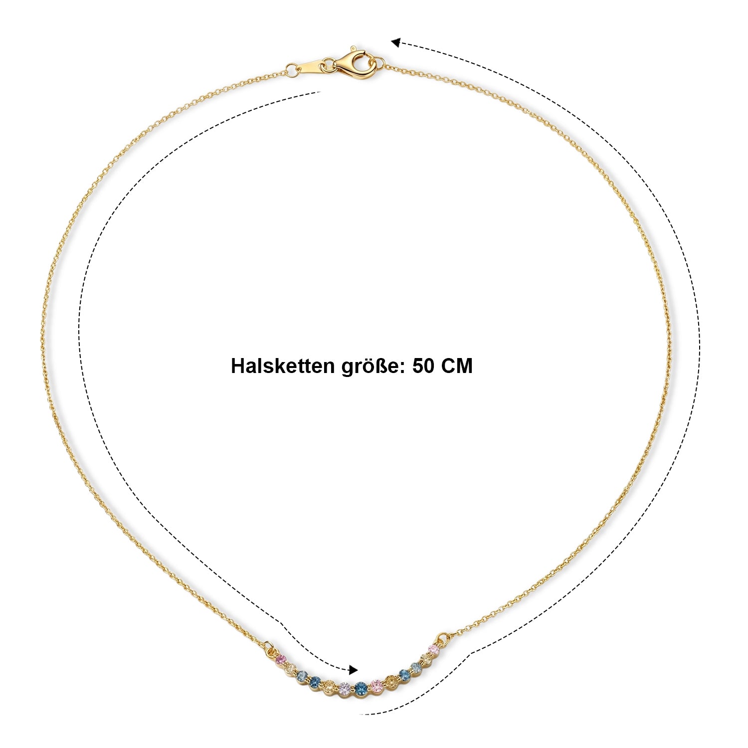 LUXURIANT DIAMOND - Lab Grown Blauer Diamant SI, Lab Grown Rosa Diamant Halskette ca. 50 cm 925 Silber 750 Gelbgold vermeil (10-15 Werktage Lieferzeit) ca. 1.00 ct