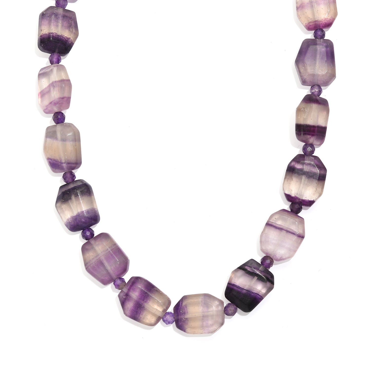 EVER TRUE Mehrfarbiger Fluorit, Afrikanischer Amethyst Halskette ca. 45 cm Nickelfreies Messing 750 Vergoldet ca. 315.00 ct