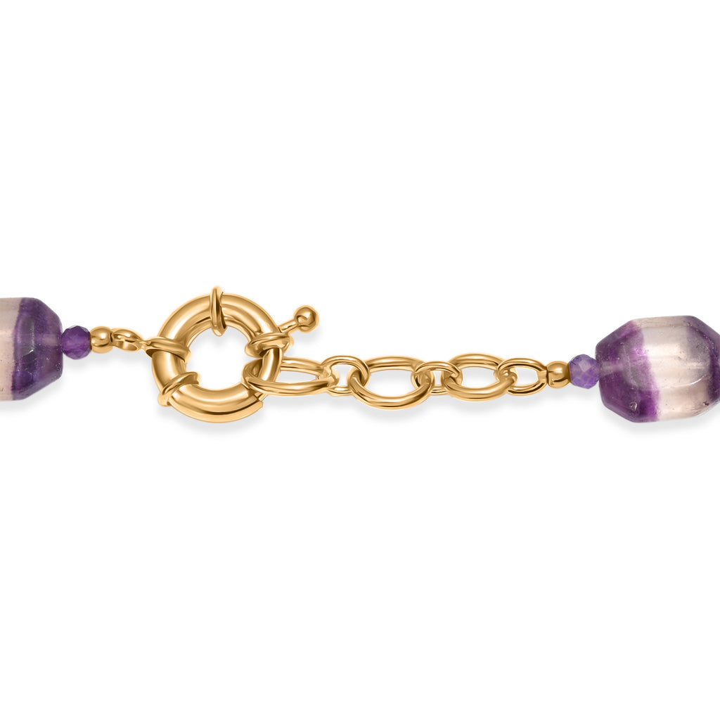 EVER TRUE Mehrfarbiger Fluorit, Afrikanischer Amethyst Halskette ca. 45 cm Nickelfreies Messing 750 Vergoldet ca. 315.00 ct