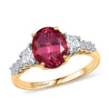 LUXURIANT DIAMOND - AAA Rubellit, Lab Grown Diamant Ring 417 Gold (Größe 17.00) ca. 6,76 ct