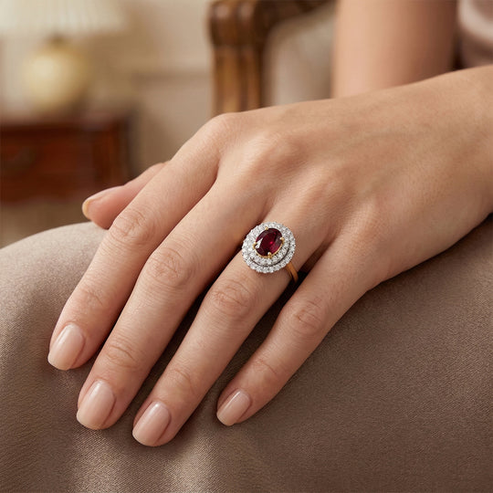 LUXURIANT    2,40 ct. AAA Rubellit und Labor Diamant Ring in 417 Gold (9-15 Werktage Lieferzeit)