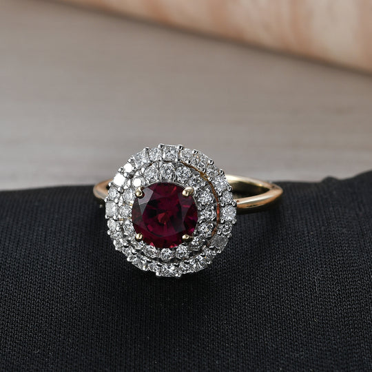 LUXURIANT    2,24 ct. AAA Rubellit und Labor Diamant Ring in 417 Gold (9-15 Werktage Lieferzeit)