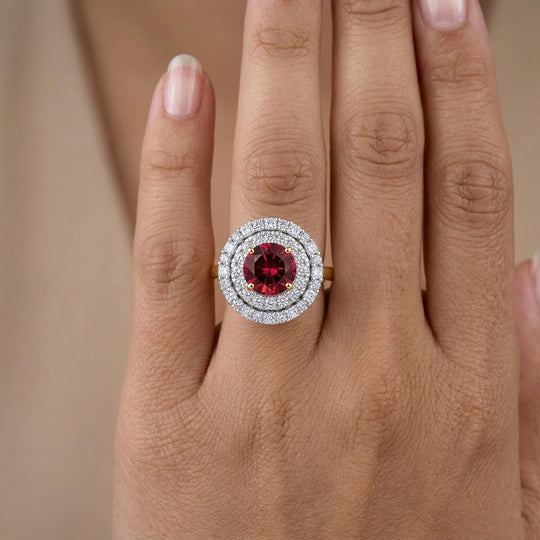 LUXURIANT    2,24 ct. AAA Rubellit und Labor Diamant Ring in 417 Gold (9-15 Werktage Lieferzeit)