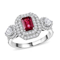 D'Joy AA Rubellit, Moissanit Ring 925 Silber Rhodiniert (Größe 20.00) ca. 2,16 ct