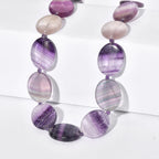 EVER TRUE Mehrfarbiger Fluorit, Afrikanischer Amethyst Halskette ca. 45 cm Nickelfreies Messing 750 Vergoldet ca. 435,00 ct.