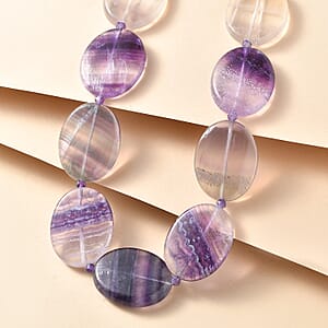 EVER TRUE Mehrfarbiger Fluorit, Afrikanischer Amethyst Halskette ca. 45 cm Nickelfreies Messing 750 Vergoldet ca. 435,00 ct.