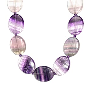 EVER TRUE Mehrfarbiger Fluorit, Afrikanischer Amethyst Halskette ca. 45 cm Nickelfreies Messing 750 Vergoldet ca. 435,00 ct.