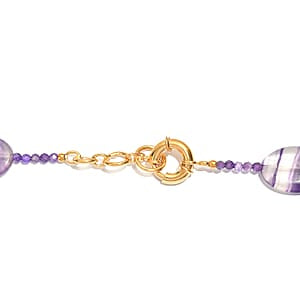 EVER TRUE Mehrfarbiger Fluorit, Afrikanischer Amethyst Halskette ca. 45 cm Nickelfreies Messing 750 Vergoldet ca. 435,00 ct.