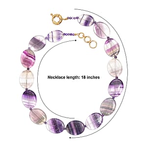 EVER TRUE Mehrfarbiger Fluorit, Afrikanischer Amethyst Halskette ca. 45 cm Nickelfreies Messing 750 Vergoldet ca. 435,00 ct.