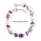 EVER TRUE Mehrfarbiger Fluorit, Afrikanischer Amethyst Halskette ca. 45 cm Nickelfreies Messing 750 Vergoldet ca. 435,00 ct.