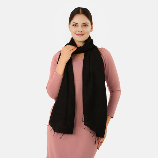 LA MAREY, Seiden Leinen Stola, 65% Leinen, 35% Seide, 70 x 200 cm, Dunkelblau