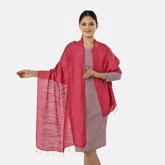 LA MAREY, Seiden Leinen Stola, 65% Leinen, 35% Seide, 70 x 200 cm, Dunkelblau