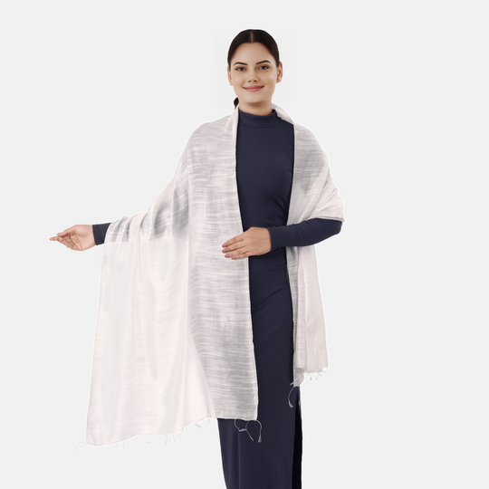 LA MAREY, Seiden Leinen Stola, 65% Leinen, 35% Seide, 70 x 200 cm, Dunkelblau
