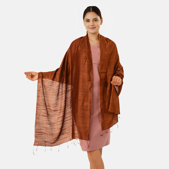 LA MAREY, Seiden Leinen Stola, 65% Leinen, 35% Seide, 70 x 200 cm, Dunkelblau