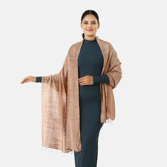 LA MAREY, Seiden Leinen Stola, 65% Leinen, 35% Seide, 70 x 200 cm, Dunkelblau