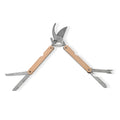 Stainless+wooden knives,with saw and fork and hook