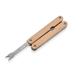 Outdoor-Besteckset aus Edelstahl und Holz mit Messer, Sägemesser, Gabel und Aufhängehaken