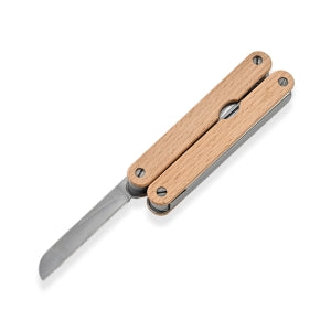 Outdoor-Besteckset aus Edelstahl und Holz mit Messer, Sägemesser, Gabel und Aufhängehaken