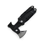 Stainless knife with saw,screwdriver, fork  bottle opener and flintstone