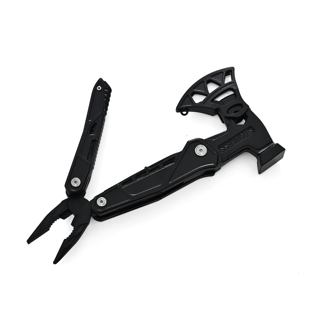 Outdoor Multifunktionsmesser 6-in-1 aus Edelstahl mit Säge, Schraubendreher, Gabel, Flaschenöffner und Feuerstein