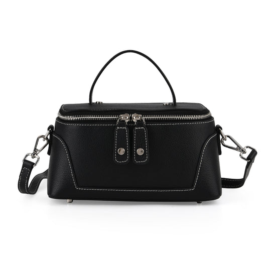 Echtleder City Crossbody-Tasche mit Tragegriff, Rot, 23.5x12x10 cm