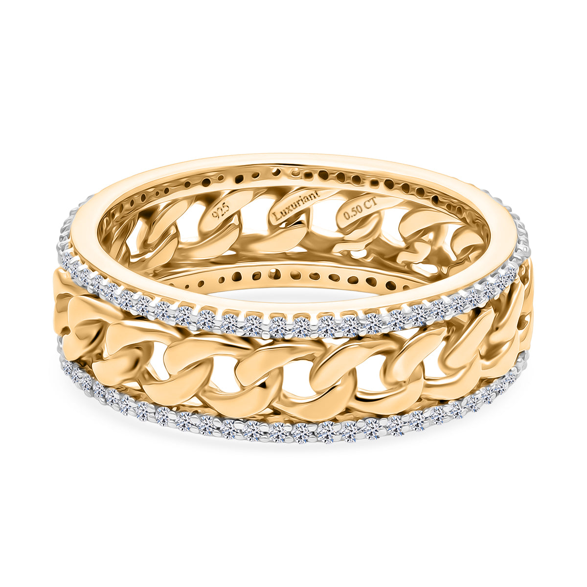 LUXURIANT DIAMOND - Lab Grown Diamant SI-GH Ring 925 Silber 750 Gelbgold vermeil (Größe 19.00) ca. 0,50 ct