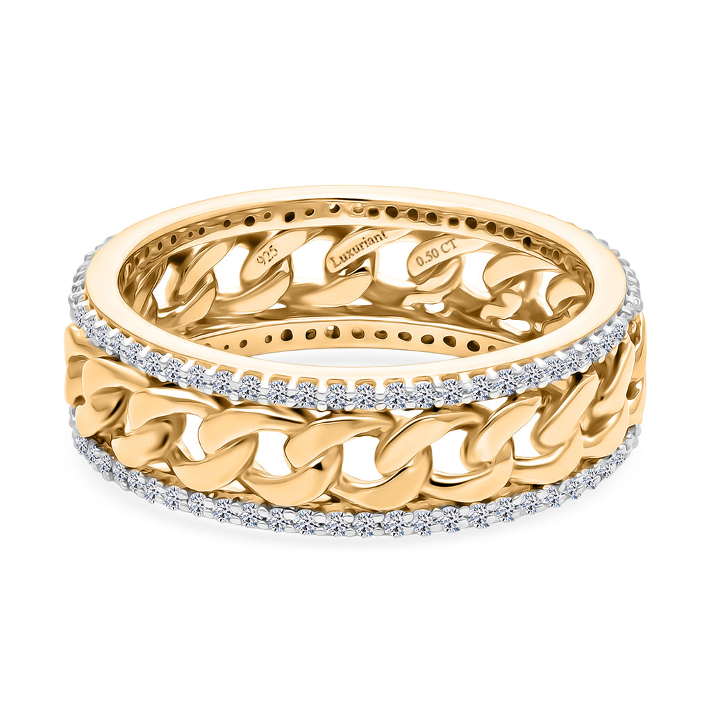 LUXURIANT DIAMOND - Lab Grown Diamant SI-GH Ring 925 Silber 750 Gelbgold vermeil (Größe 19.00) ca. 0,50 ct