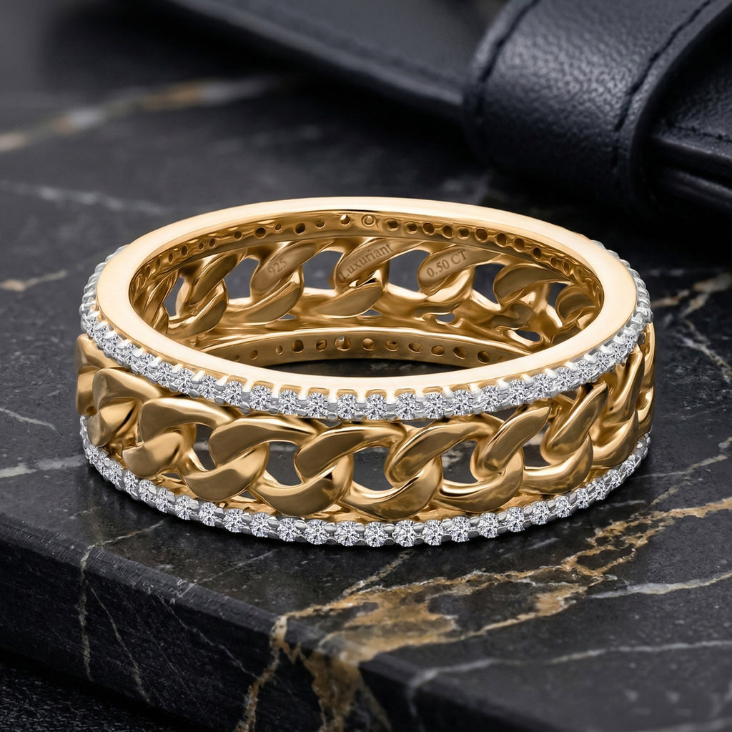LUXURIANT DIAMOND - Lab Grown Diamant SI-GH Ring 925 Silber 750 Gelbgold vermeil (Größe 19.00) ca. 0,50 ct