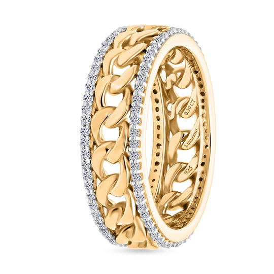 LUXURIANT DIAMOND - Lab Grown Diamant SI-GH Ring 925 Silber 750 Gelbgold vermeil (Größe 19.00) ca. 0,50 ct