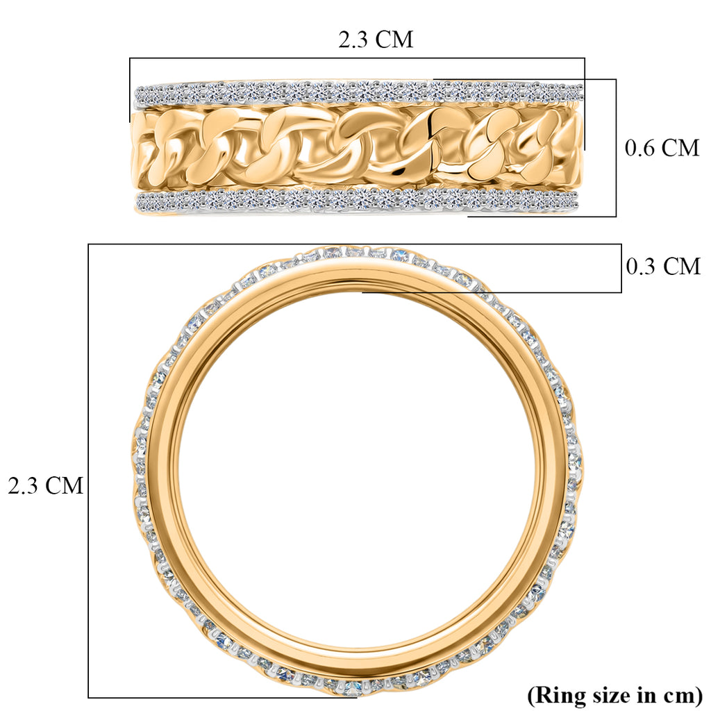 LUXURIANT DIAMOND - Lab Grown Diamant SI-GH Ring 925 Silber 750 Gelbgold vermeil (Größe 19.00) ca. 0,50 ct
