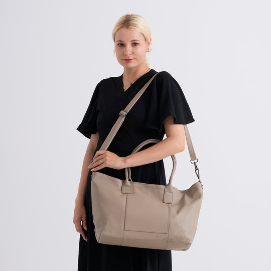 Echtleder-Schultertasche, Shopper-Design, Reißverschluss, abnehmbarer Schulterriemen, 38x17x30 cm, Schwarz