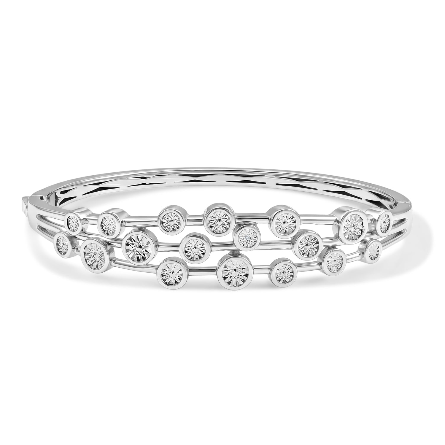 EVER TRUE Weißer Diamant Armreif ca. 19 cm Nickelfreies Messing Rhodiniert ca.