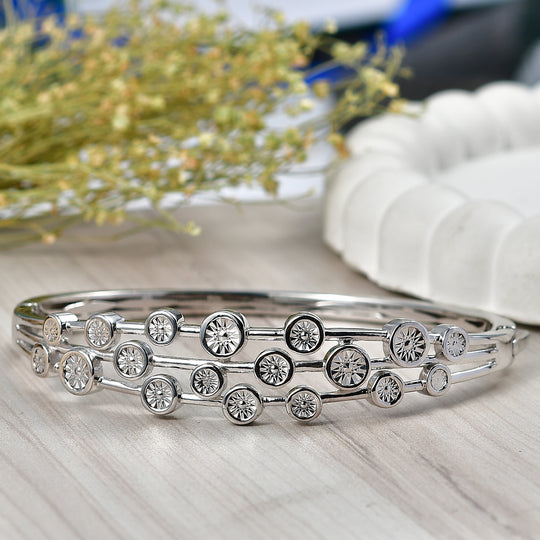EVER TRUE Weißer Diamant Armreif ca. 19 cm Nickelfreies Messing Rhodiniert ca.
