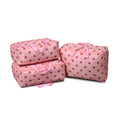 LIVMORE 3er Set Aufbewahrungstaschen mit Blumenmuster, 210D Oxford Gewebe, Pfirsich