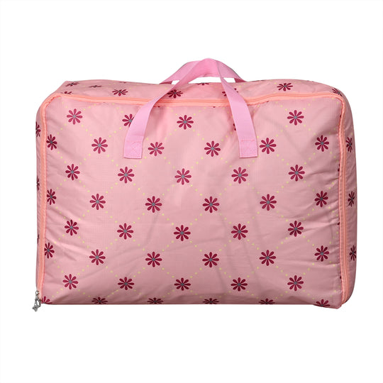 LIVMORE 3er Set Aufbewahrungstaschen mit Blumenmuster, 210D Oxford Gewebe, Rosa