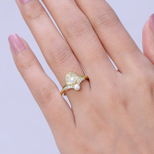 EVER TRUE Süßwasser Perle (4 mm), Weißer Zirkon Ring Nickelfreies Messing (Größe 17.00)