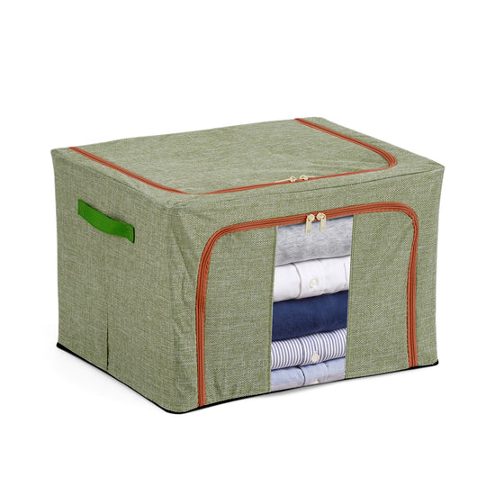LIVMORE Kleiderschrank-Aufbewahrungsbox aus Leinen-Baumwoll-Mix, faltbar, 50 x 40 x 33 cm, blau