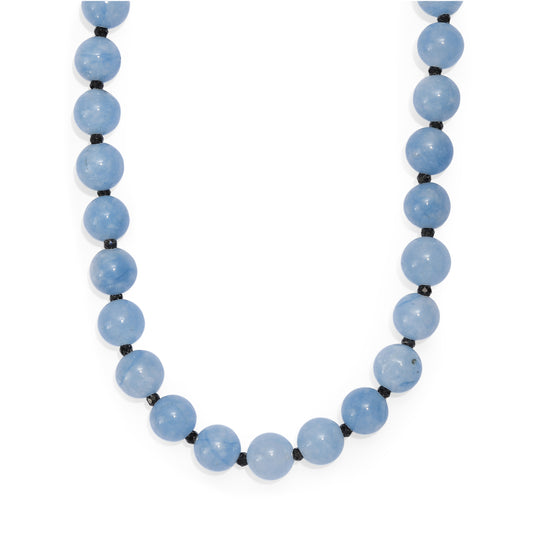 Milchiger Aquamarin Halskette ca. 50 cm Nickelfreies Messing platiniert ca. 180.00 ct