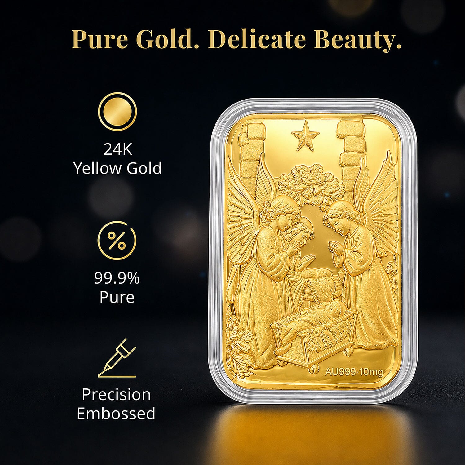 EXKLUSIVES GESCHENK - 999er Goldfolie mit Jesus, ca. 26x40 mm, ca. 10 mg
