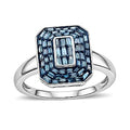 CULLINAN MINE - Blauer Diamant SI Ring 925 Silber Rhodiniert (Größe 18.00) ca. 0.50 ct