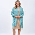 La Marey  Silk Self Stole      Fabric - 20% modal 80% silk                  Color - Teal W - 70 cm L - 200 cm