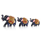 Livmore  Set of 3  Plastic Elephant With Golden Tube Size- 5/5.5/7.5 cm Color-Black and Golden