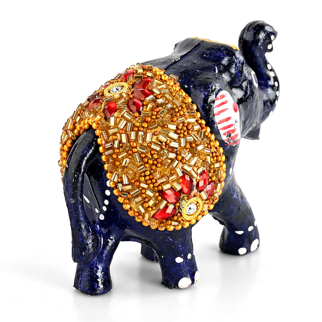 Livmore  Set of 3  Plastic Elephant With Golden Tube Size- 5/5.5/7.5 cm Color-Black and Golden