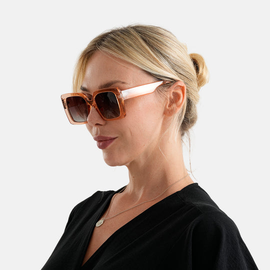LA MAREY Sonnenbrille mit UV400 Schutz, polarisierte TAC-Gläser, PC-Rahmen, 15 x 15 cm, Teefarben