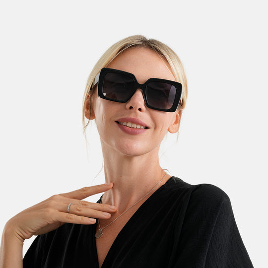 LA MAREY Sonnenbrille, UV400-Schutz, polarisierte TAC-Gläser, schwarze Fassung