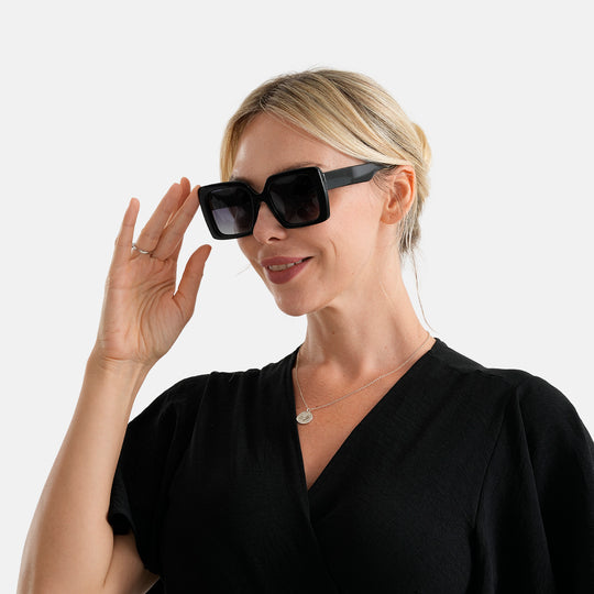 LA MAREY Sonnenbrille, UV400-Schutz, polarisierte TAC-Gläser, schwarze Fassung