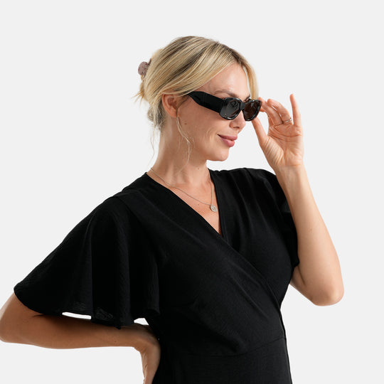 LA MAREY Sonnenbrille, UV400, polarisierte TAC-Gläser, schwarzer Rahmen