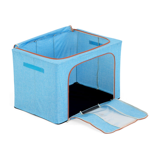LIVMORE Kleiderschrank-Aufbewahrungsbox aus Leinen-Baumwoll-Mix, faltbar, 60x42x40cm, Grau